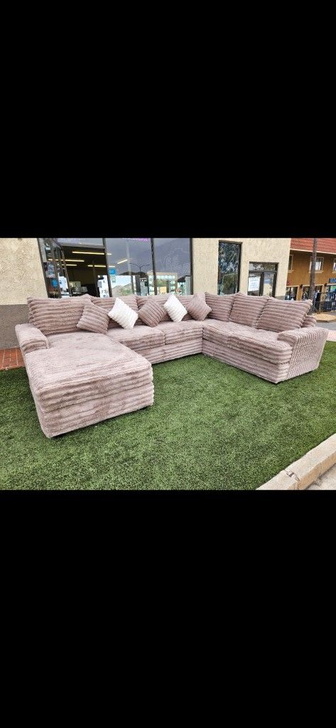 Brand NEW Sectional Corduroy Fabric Light Brown Oversize Black Friday Sale From $2199 Now $1899
