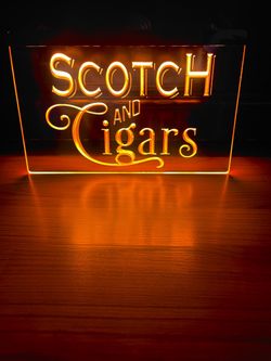 SCOTCH AND CIGARS LED NEON LIGHT SIGN 8x12