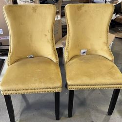 New Dining Chairs Set of 4 Upholstered Wing-Back Button Tufted Dining Chair w/ Backstitching Nail