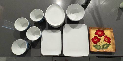Crate & Barrel Dinnerware with Plates and Bowls