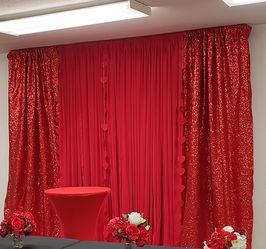    Backdrop Red Sequin Curtains And Red Chiffon Curtains 