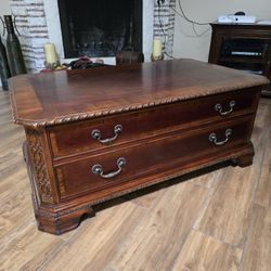 
Vintage Coffee Table With Huge Storage Drawer