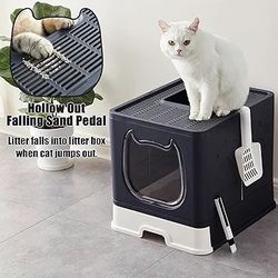 Brand New Foldable Cat Litter Box with Lid, Enclosed Cat Potty, Top Entry Anti-Splashing Cat Toilet, Easy to Clean Including Cat Litter Scoop and 2-1 