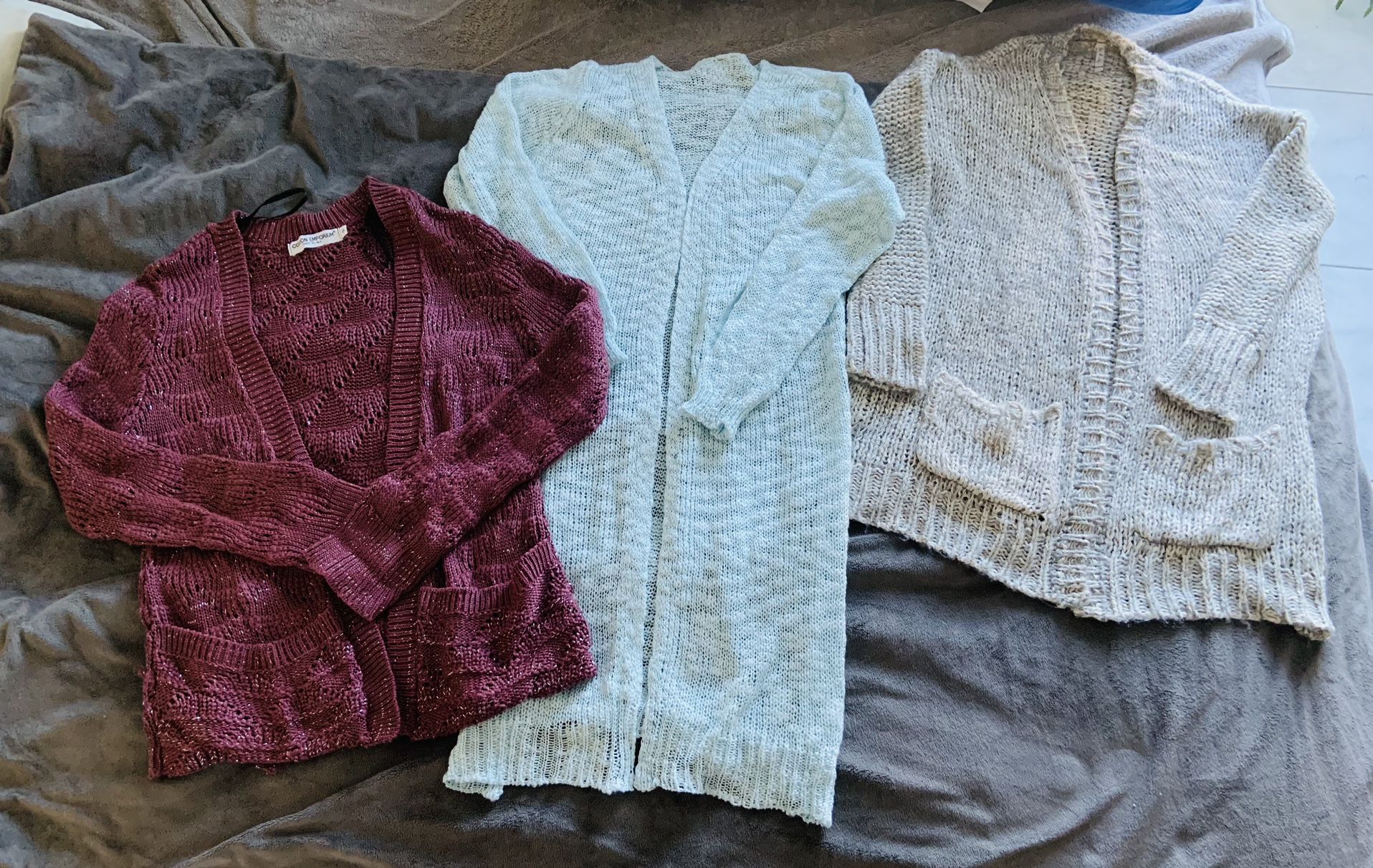 New Sweaters .. Open Cardigan Medium And Long Length Sweaters $15 Each Size Small