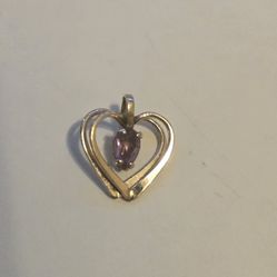 vintage gold filled heart pendant with amethyst 
