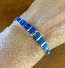 Mexican Fire Opal 950 Silver  Link Bracelet size 7”