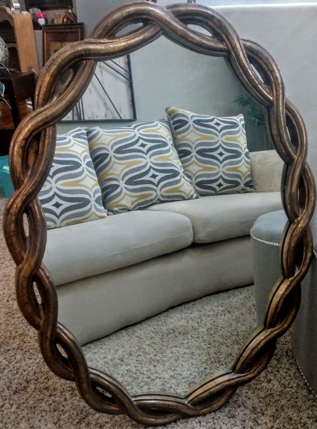 Golden Weaved Rim Solid Mirror 37" x 28"