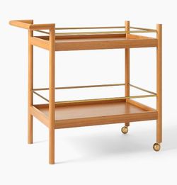 Two-Tier Wood and Brass Bar Cart