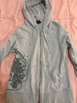 BCBG Light Blue Zip-Up Hoodie •vintage