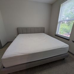 King Bed Set - Zinus 14" Hybrid Mattress + Upholstered Platform Frame