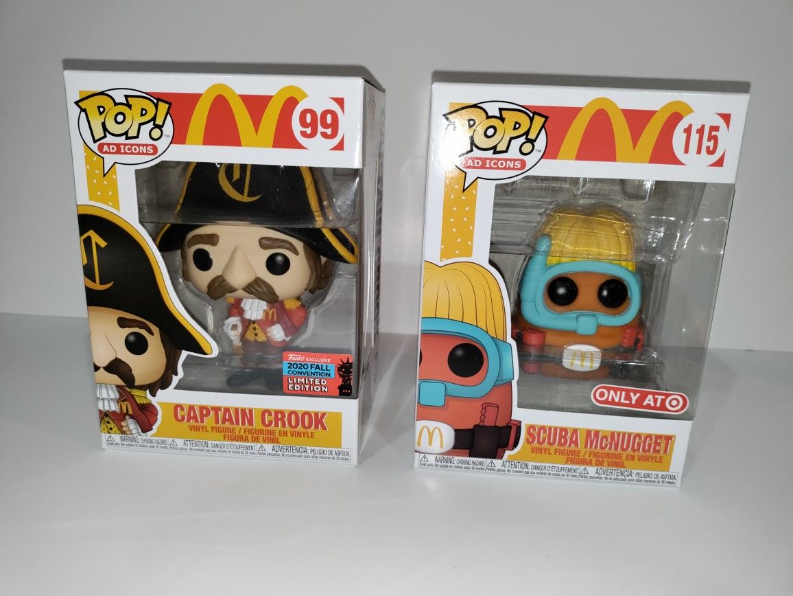 McDonald's Funko Pops: Captain Crook #99 NYCC Excl; Scuba McNugget Target Excl.+Free Hard Prctrs