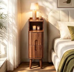 Narrow Nightstand with Storage