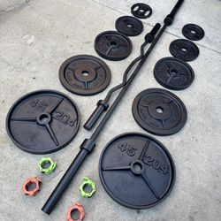 Olympic Weights, 7-ft Olympic Bar, EZ Curl Bar