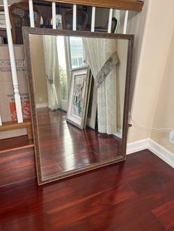 Large Wall Mirror with Burl Wood Frame