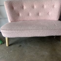 Kids Pink Boucle Bench