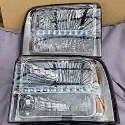 05-07 Ford F250 F350 F450 F550 Super Duty LED DRL Headlights Luces Micas Calaveras Faros Faroles Focos Headlamps 