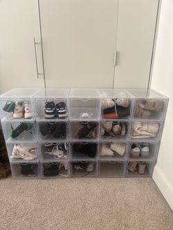 Clear Stackable Shoe Storage Boxes Set of 20