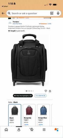 Travelpro Luggage Maxlite 5 Softside Lightweight Rolling Underseat Compact Carry on Upright 2 Wheel Bag