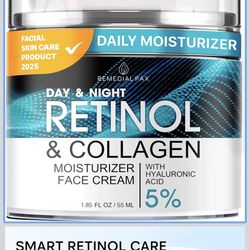 Face Moisturizer Retinol Cream, Anti Aging Neck Firming Cream, Collagen Day & Night Face Cream with Hyaluronic Acid for Women & Men, 1.85 Fl Oz
