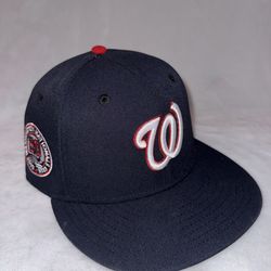 Navy blue/ red/ pink Washington fitted hat