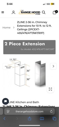 ZLINE Kitchen & Bath 2PCEXT Two-Piece Chimney Extension – BRAND NEW