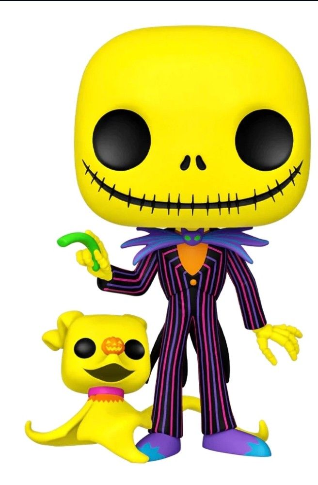 Funko Pop! Disney: The Nightmare Before Christmas - 10" Jack Skellington with Zero (Black Light) #809