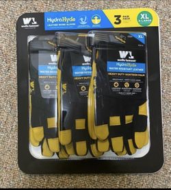 Wells Lamont Men's HydraHyde Leather Work Gloves, 3-pairs XL Size .