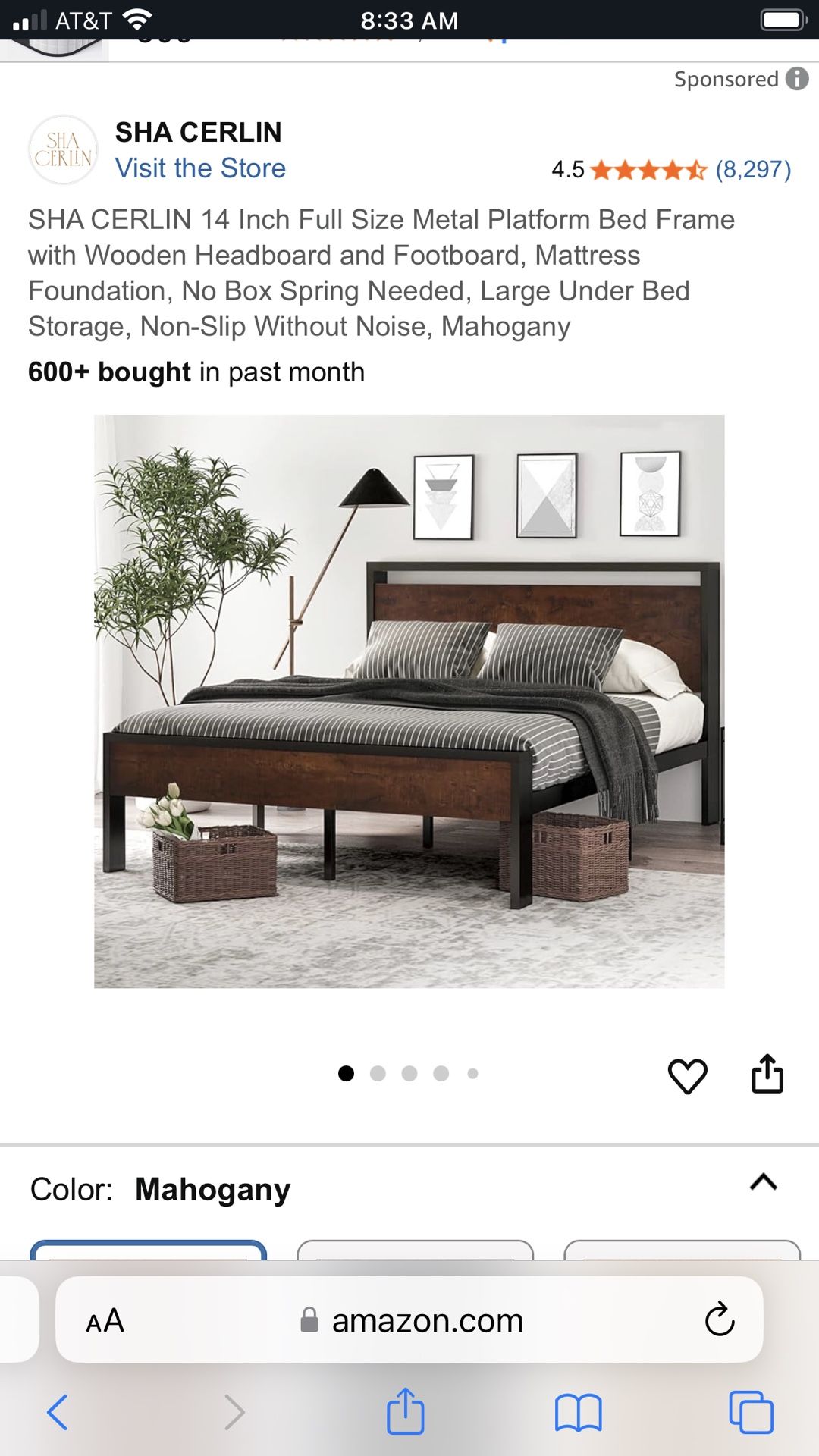 Full Size Metal Bed Frame 14”