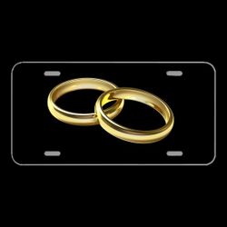 License Plate Novelty Car Front Rings Jewellery Wedding Gold Marry