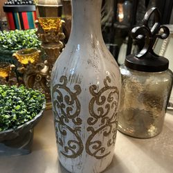 Call Jug Or Distress Vase With Scroll Design