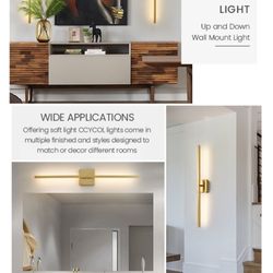 CCYCOL Gold Bathroom Vanity Light Fixtures - 30 inch Rotatable Modern LED Vanity Lights for Bathroom with 3500K Warm Light Brushed Bathroom Wall Sconc