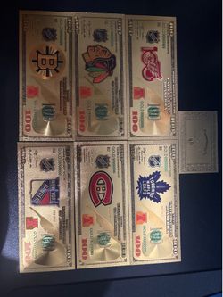 24k Gold Foil Novelty  NHL Collectible Banknotes