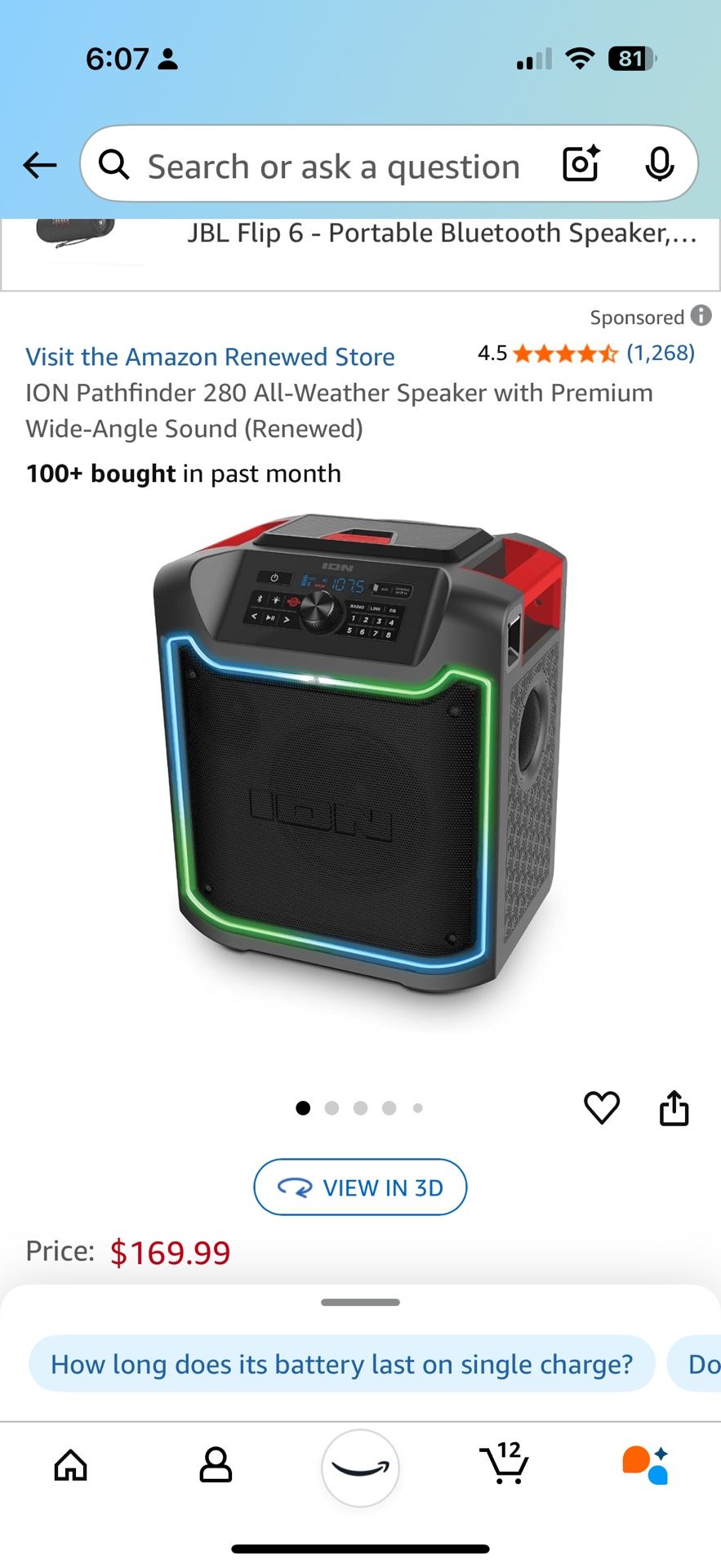 Wireless Bluetooth Speaker Ion Pathfinder