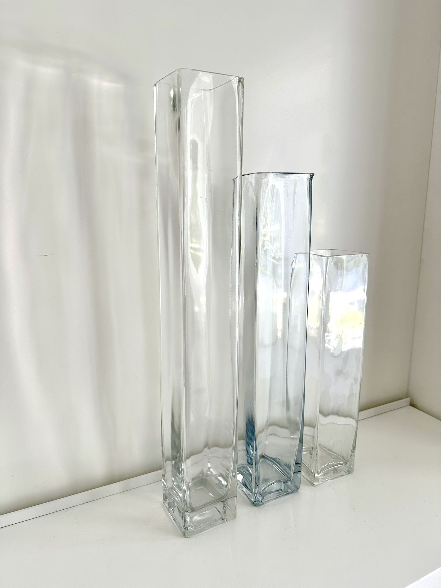 TALL Square Block Vases- Thick Glass