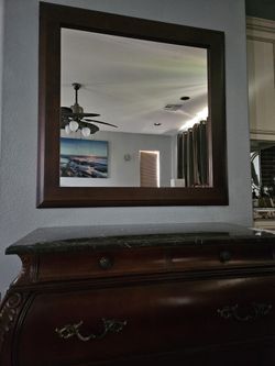 PRICE DROP! Mirror Wood Aprox 38" x 38"