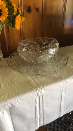 Cut Glass Antique Punch Bowl With Bottom