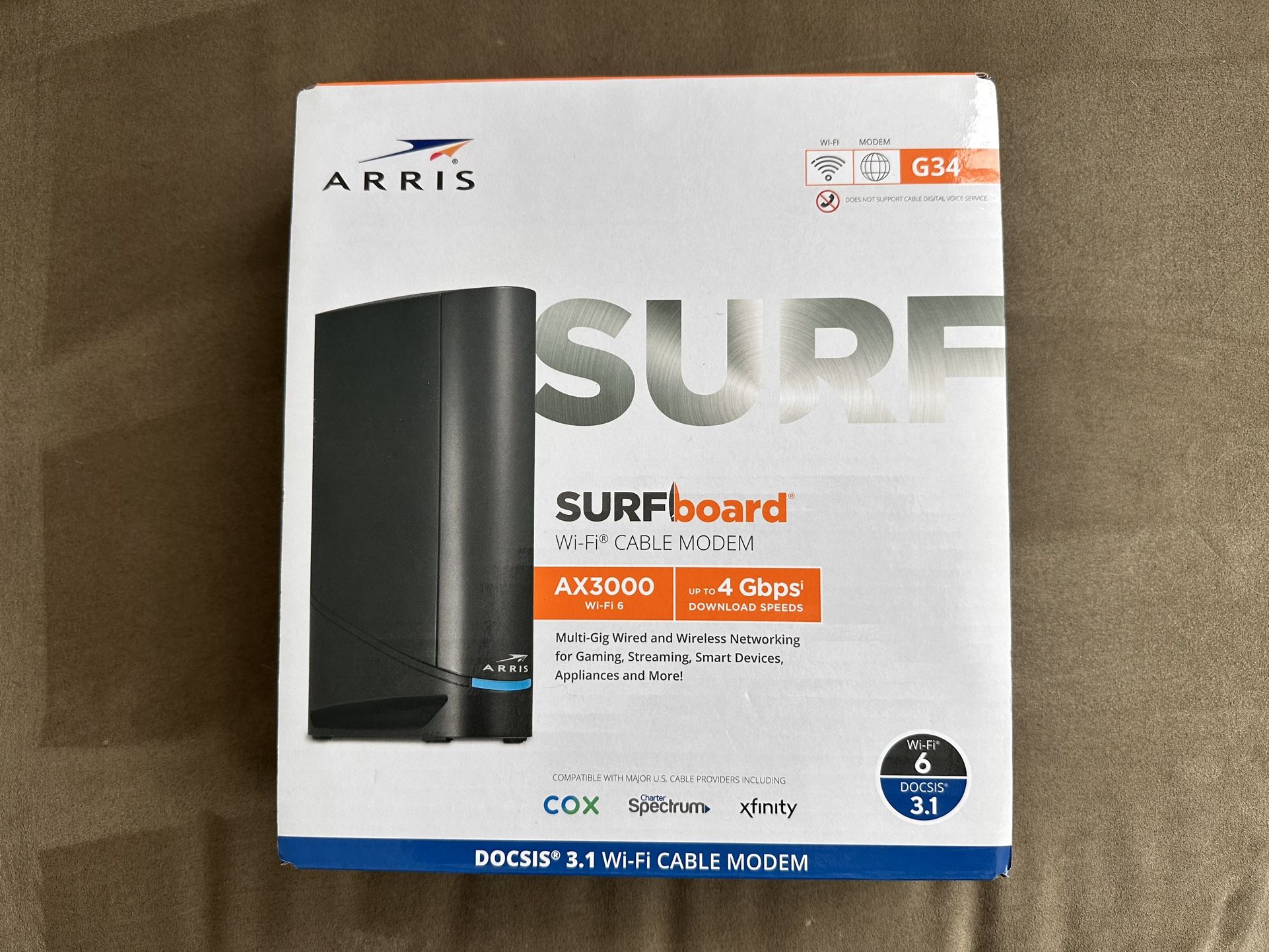 Arris G34 WiFi AX6 Router And Modem For Cox And Comcast