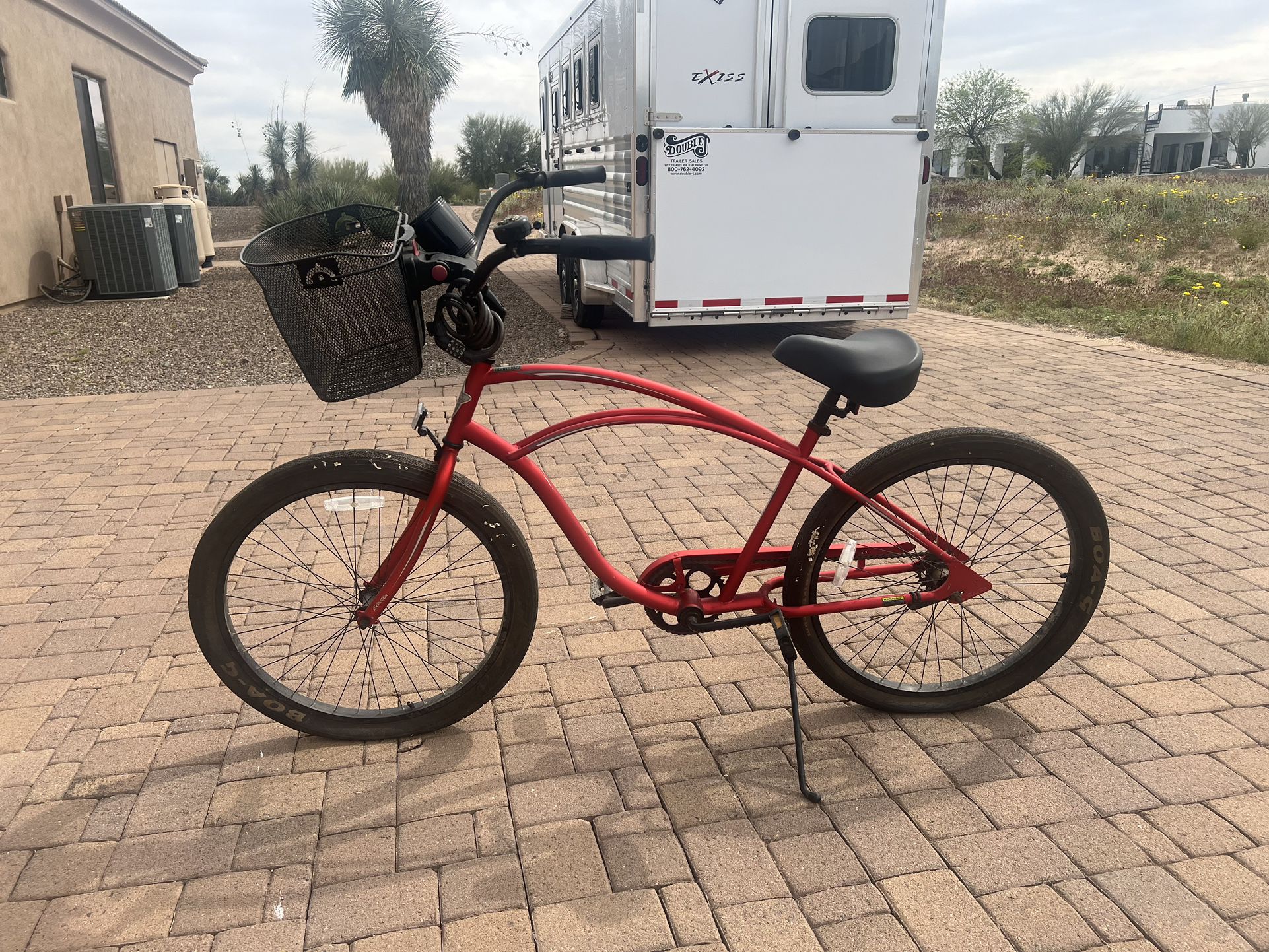 Red Electra Beach Cruiser Bike With Boa Tires 
