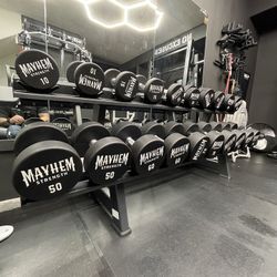 Mayhem Strength Urethane Dumbbells And Rep Rack