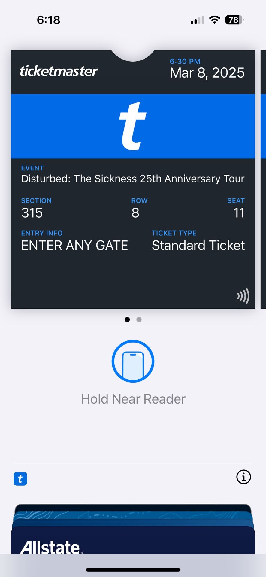 Two Tickets To Disturbed Tomorrow Night.
