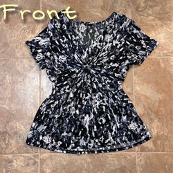Dolce Vita Black & Blue Twist-Front Short Sleeve Top