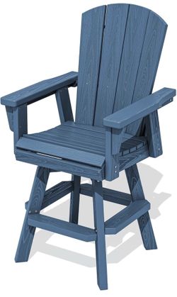 SERWALL Swivel Adirondack Bar Chair, HDPE Swivel Balcony Adirondack Chair, Outdoor Bar Height Barstools Chair for Bistro, Poolside, Garden, Blue brand