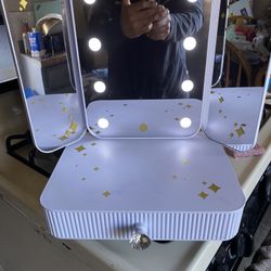 FAO Schwarz Makeup Vanity Mirror Set: Educational Toy Beauty Playset with LED Lights & Accessories