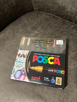 Posca Paint Markers - Set of 8, Metallic Colors, Medium Bullet Tip, 2.5 mm