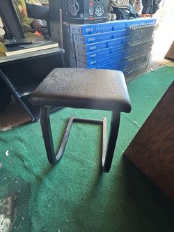 Black Faux Leather Padded Stool