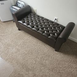 Contemporary Rolled Arm Storage Ottoman Bench (brown) 