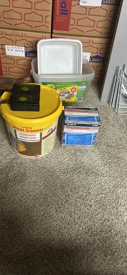 Aquarium parts, food, pumps, filters, testing equipment, carbon boxes and carbon bags, Aquarium salt, water testing equipment and many replacement par