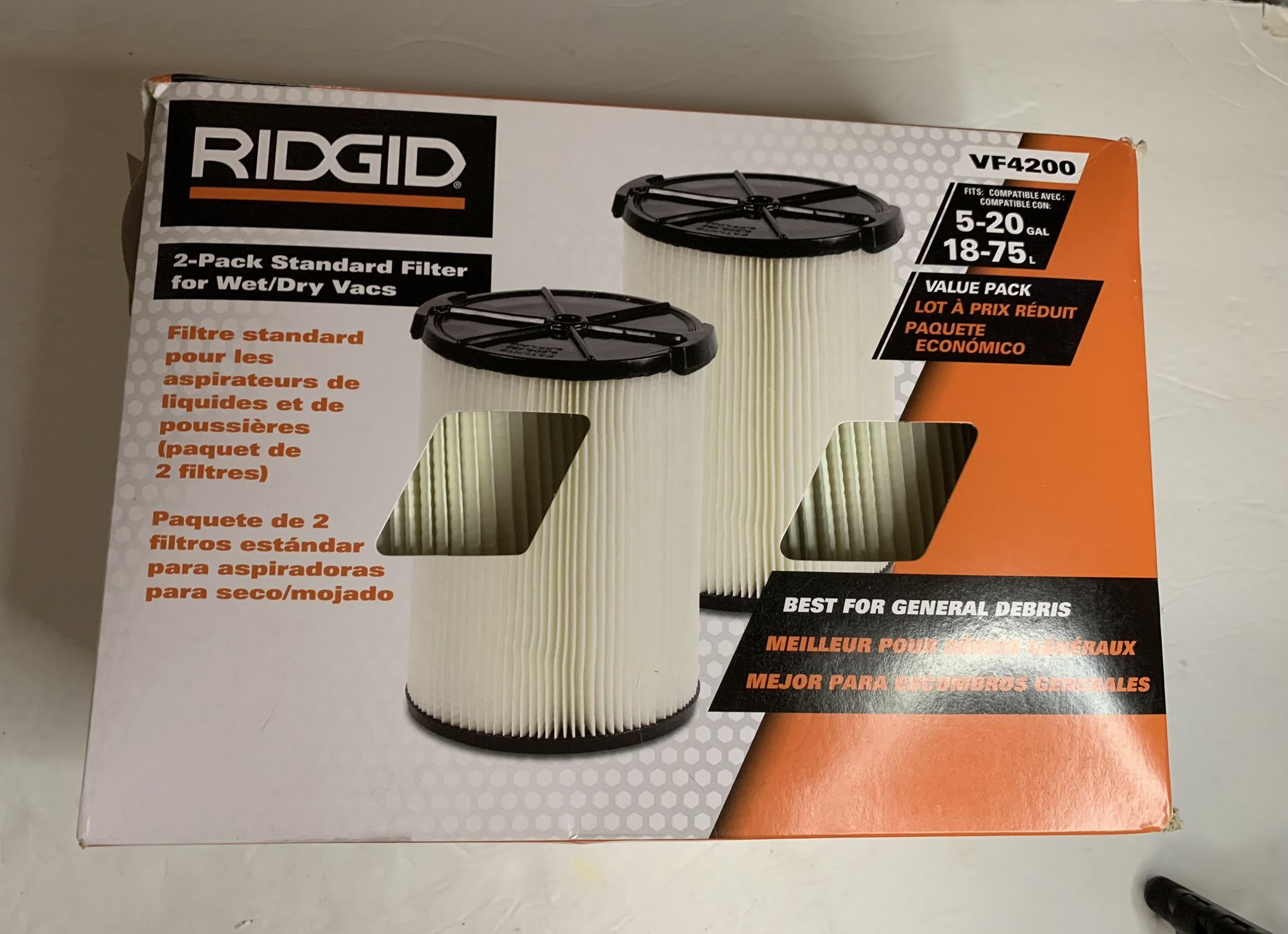 RIDGID 2-Pack Standard Filter Wet/Dry Vacs NEW