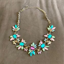 Lavender Blue Flower Statement Necklace