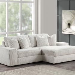 2 Pc Beige Sectional 
